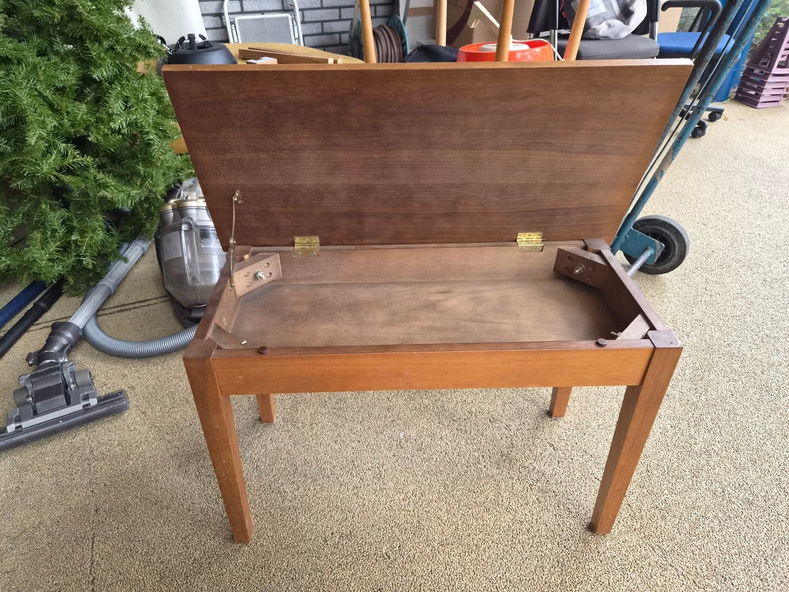 Vintage Japanse Pianobank / Bijzettafel met opbergruimte, 45 tot 60 cm, Gebruikt, Mid-Century, Ophalen of Verzenden