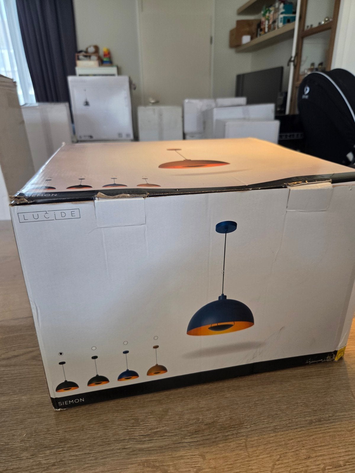Lucide Siemon Hanglamp Zwart/Goud – Nieuw in doos, Ophalen of Verzenden, Nieuw, Industrieel