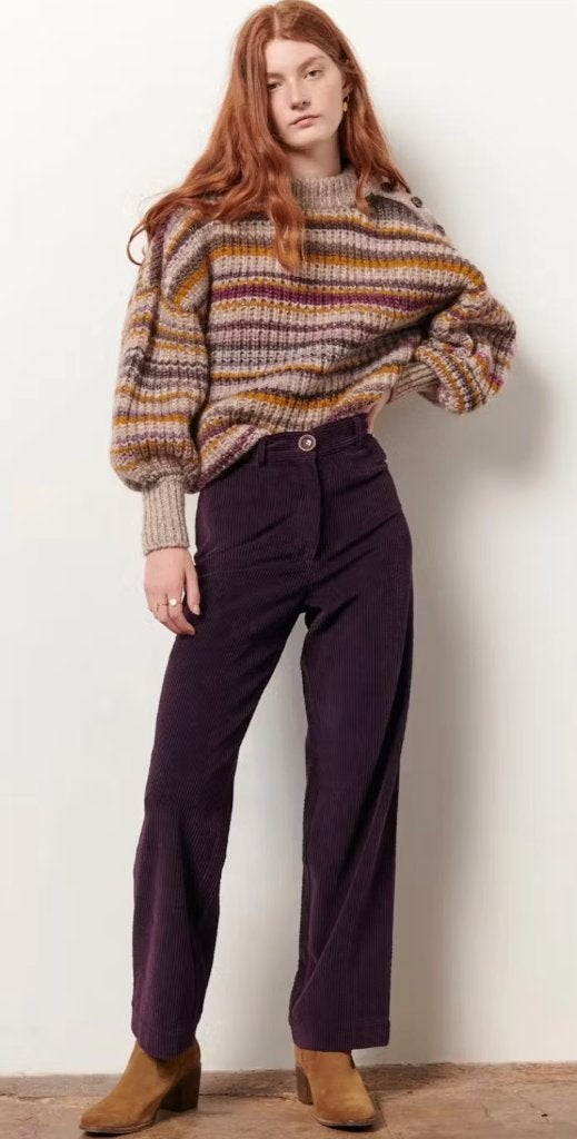 paarse rib broek Sessun Cookie Kot mt 38/36, Verzenden, Sessun, Paars, Maat 36 (S)