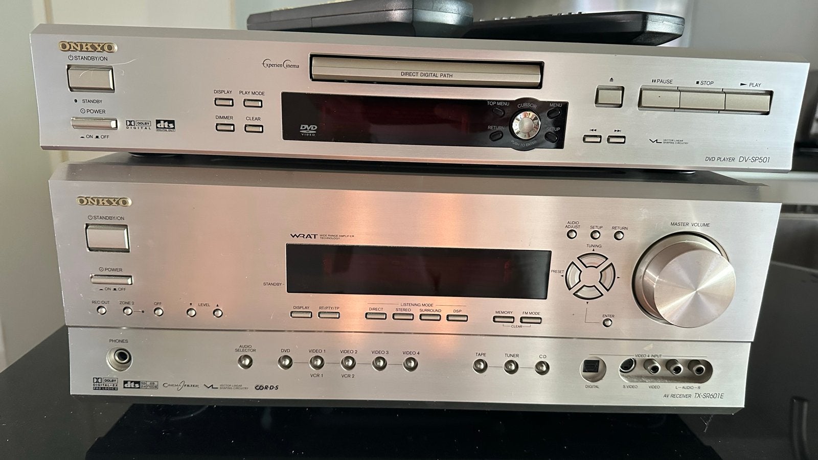 Onkyo TX-SR601E Receiver & DV-SP501 DVD Speler Set, Audio, Tv en Foto, Versterkers en Receivers, Ophalen, Gebruikt, 120 watt of meer