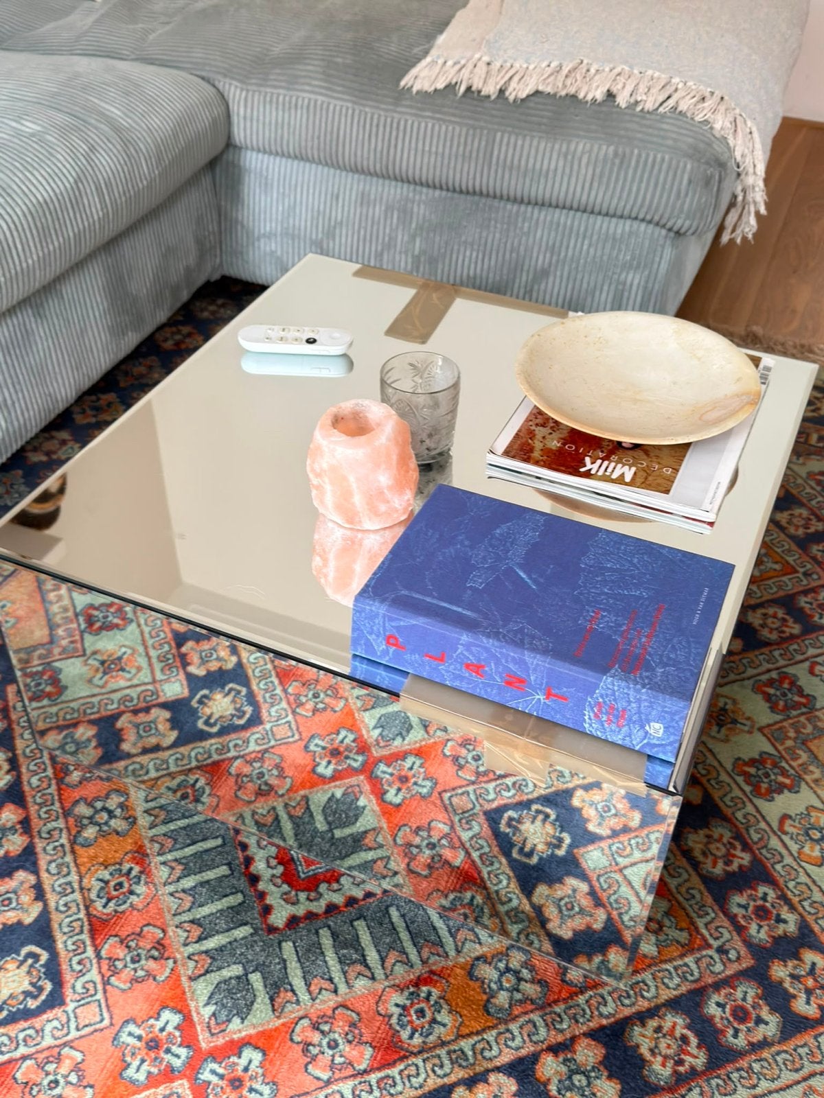 Stijlvolle spiegel salontafel HK Living, Ophalen, Gebruikt, Vierkant, 50 tot 100 cm
