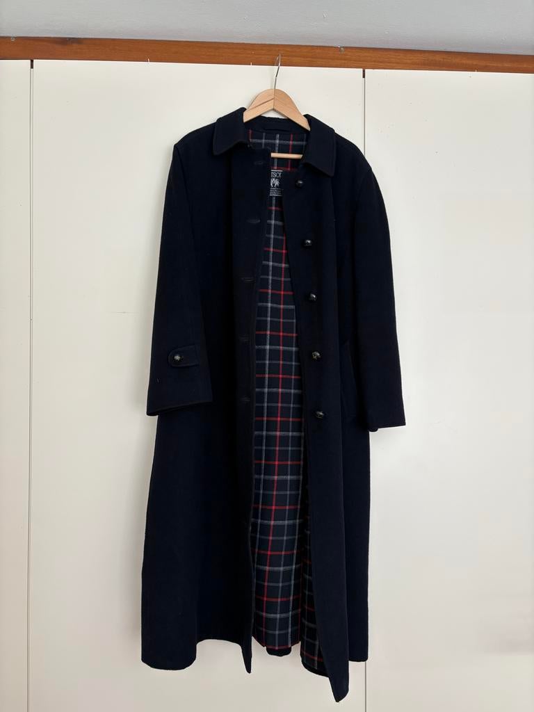 Pischl Super Himalaya Loden Lange Wollen Jas L, Ophalen of Verzenden, Zo goed als nieuw, Blauw