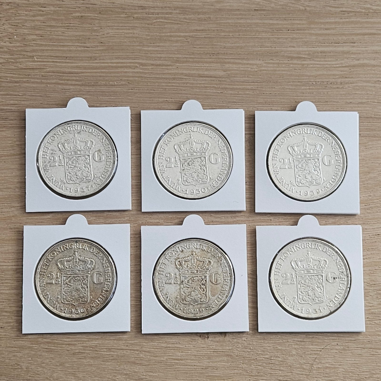 6 Zilveren Rijksdaalders Wilhelmina., Ophalen of Verzenden, Koningin Wilhelmina, 2½ gulden, Zilver