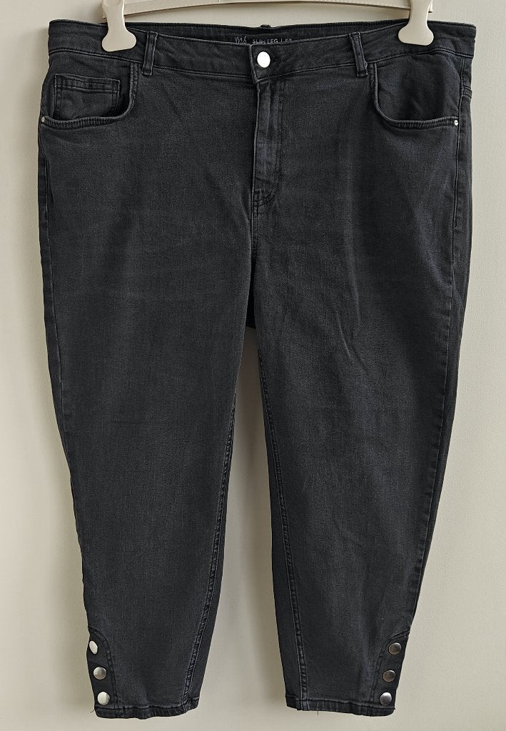 MS Mode (slim leg) grijze stretchy kuit/enkel jeans mt. 52, Ophalen of Verzenden, Zo goed als nieuw, MS Mode, Grijs
