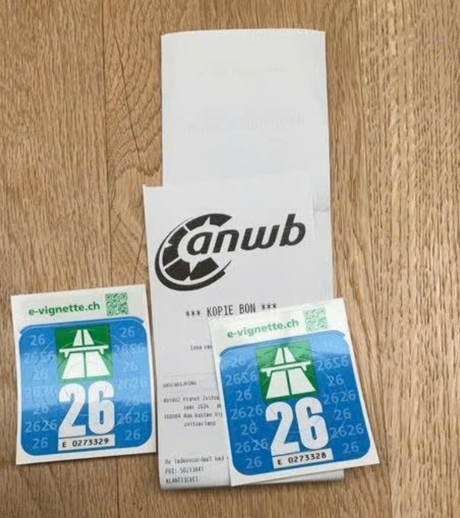 2 ongebruikte zwitserland vignetten met bon, Tickets en Kaartjes, Autovignetten, Drie personen of meer