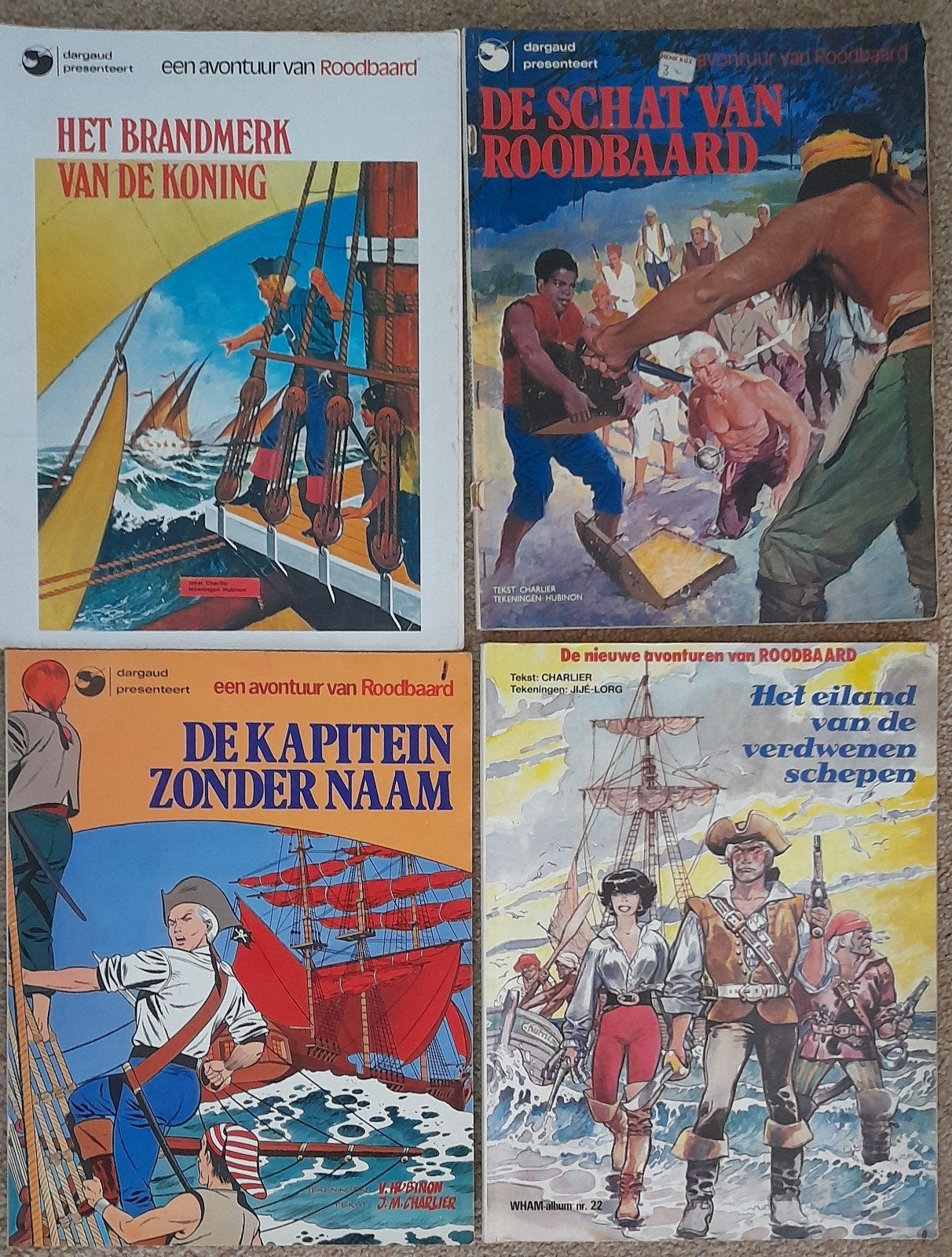 Roodbaard stripboeken - 4 delen, Meerdere stripboeken, Ophalen of Verzenden, Gelezen, Jean-Michel Charlier, Victor Hubinon, Jijé-Lorg