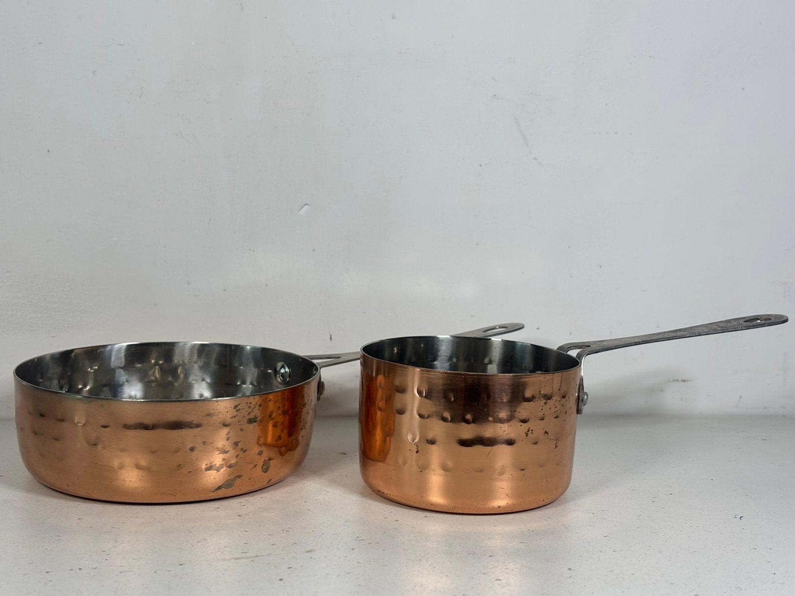 2x roodkoperen pan, Huis en Inrichting, Keuken | Potten en Pannen, Verzenden, Zo goed als nieuw, Overige materialen, Pannenset