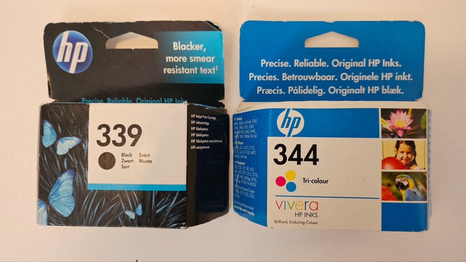 HP 339 Zwarte en 344 Driekleuren Inktcartridges, Ophalen of Verzenden, Nieuw, Cartridge, HP
