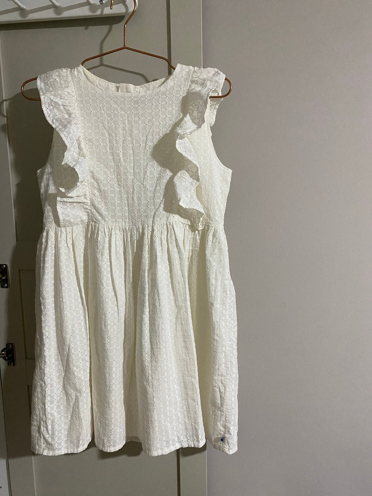 Petit Bateau Wit Jurkje met Ruches - Maat 152 (12 jaar), Kinderen en Baby's, Kinderkleding | Maat 152, Ophalen of Verzenden, Nieuw