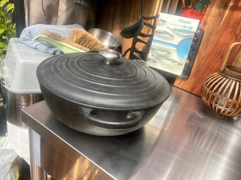 Le Creuset matzwarte braadpan Signature, Ophalen, Zo goed als nieuw, Gietijzer, Koekenpan of Braadpan