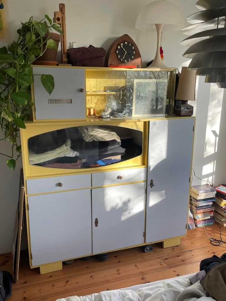 Vintage design kleding / servies kast - spage age, Huis en Inrichting, Kasten | Kledingkasten, Ophalen, 50 tot 100 cm, Zo goed als nieuw