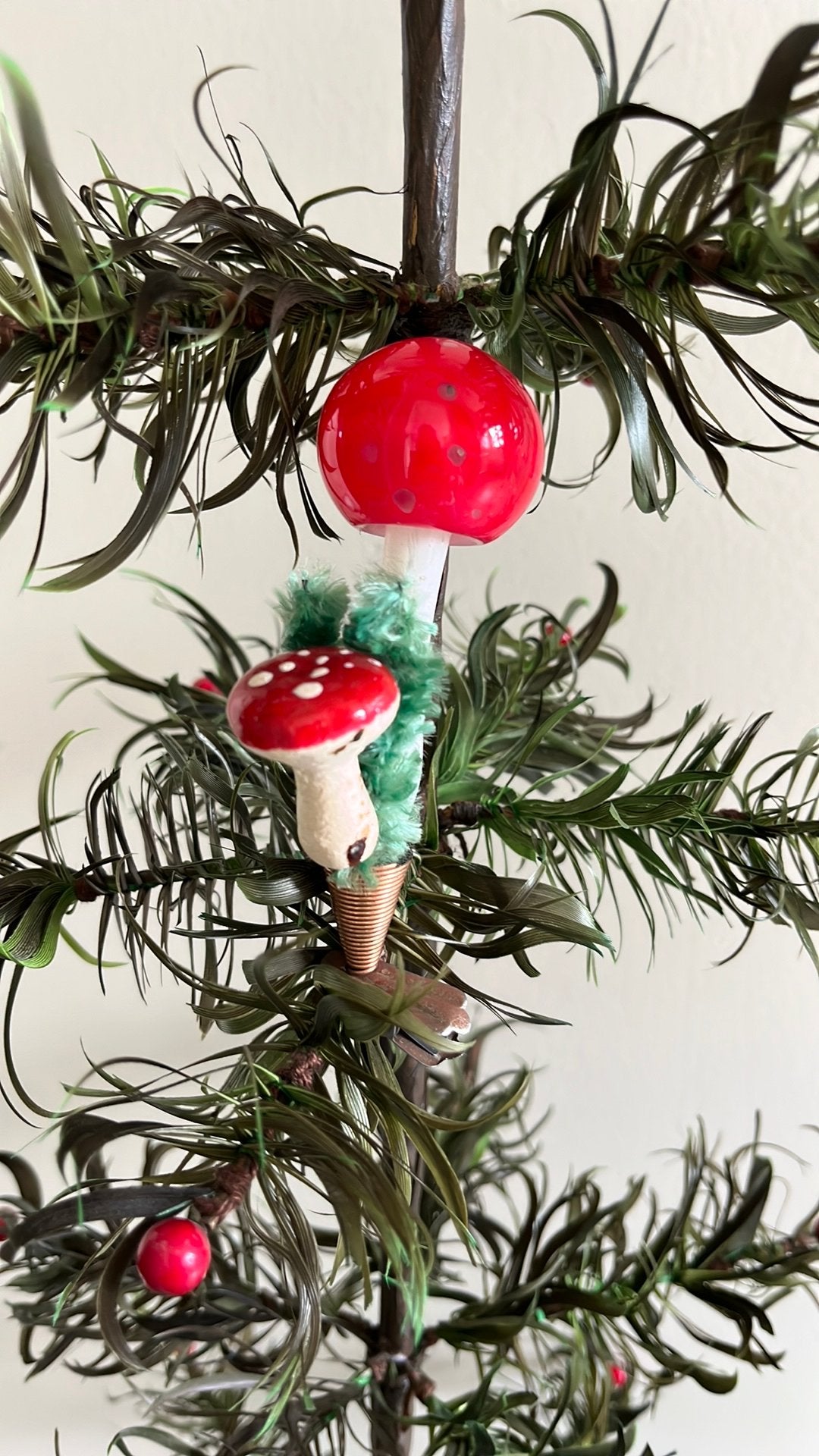 Vintage dubbele Paddestoel op klip., Diversen, Kerst, Ophalen of Verzenden, Zo goed als nieuw
