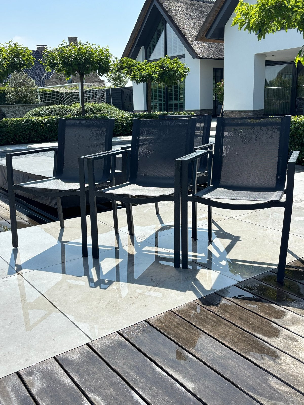 Set van 4 Life Soho tuinstoelen - Antraciet, Ophalen of Verzenden, Zo goed als nieuw, Aluminium