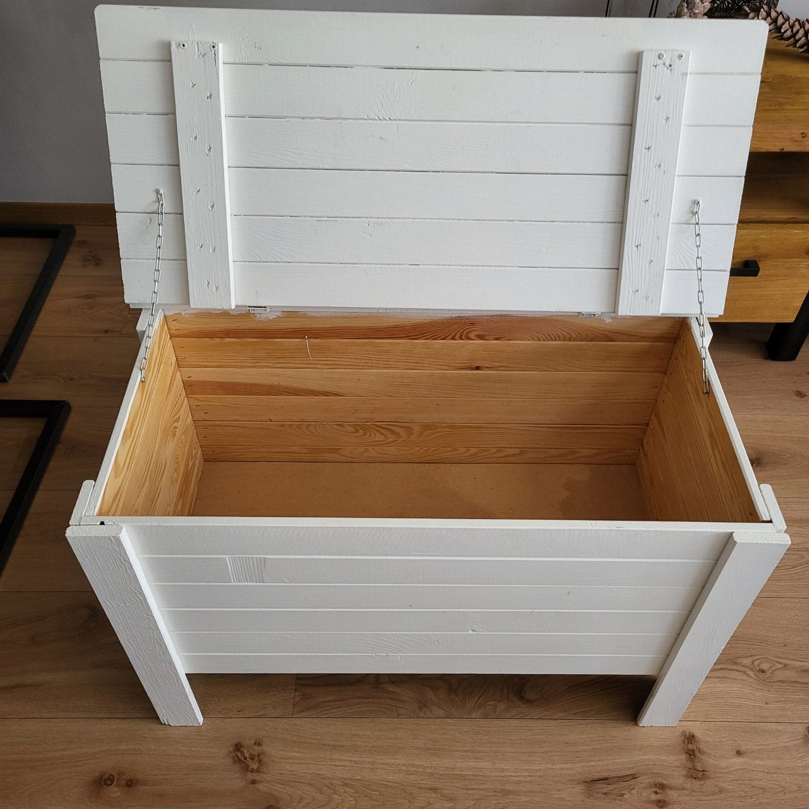 Witte houten opbergkist / speelgoedkist, Huis en Inrichting, Woonaccessoires | Kisten, Gebruikt, 5 – 50, 75 tot 100 cm, 100 tot 150 cm