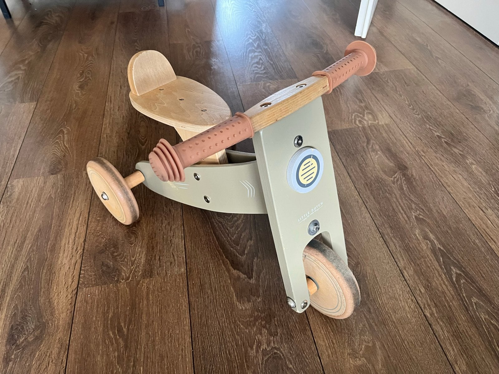 Little Dutch Houten Loopfiets/Driewieler - Mintgroen, Ophalen of Verzenden, Gebruikt, Minder dan 16 inch