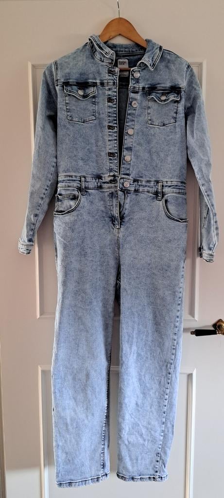 Denim jumpsuit pak mt XS / 158-162, Ophalen of Verzenden, Zo goed als nieuw, Meisje, Broek
