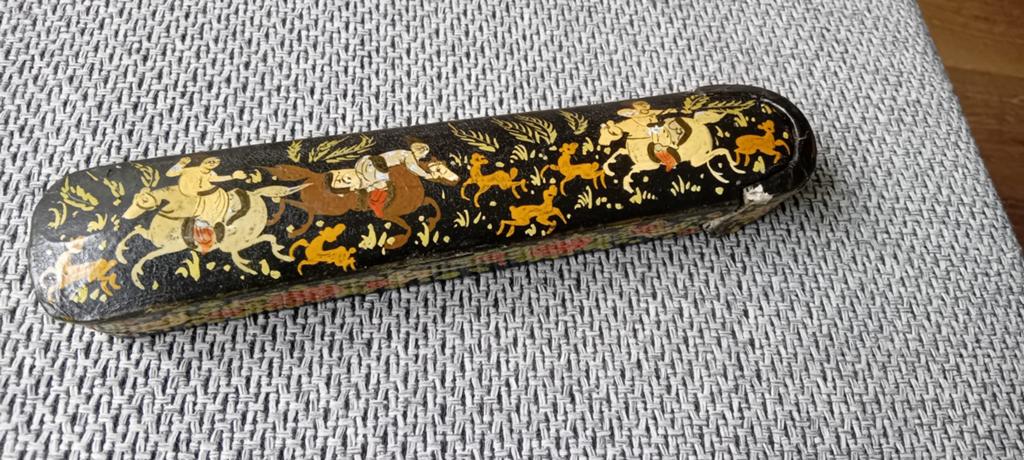 Antiek Perzisch papier-maché pennendoosje qajar, Ophalen of Verzenden