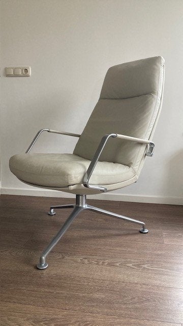 Knoll Fabricius en Kastholm FK 86 fauteuil, roomwit leder, Minder dan 75 cm, Design, Ophalen of Verzenden, Zo goed als nieuw