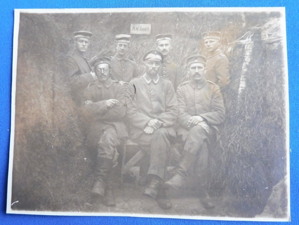 Duitse WO1 Foto Minenwerfer-Stand loopgraaf UNIEK (N), Verzamelen, Ophalen of Verzenden, Landmacht, Duitsland, Foto of Poster