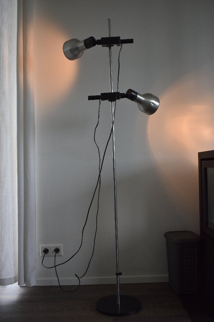 Philips retro vintage vloerlamp met 2 kappen design jrn 70, Ophalen, Gebruikt, Jaren 70 industrieel, 100 tot 150 cm
