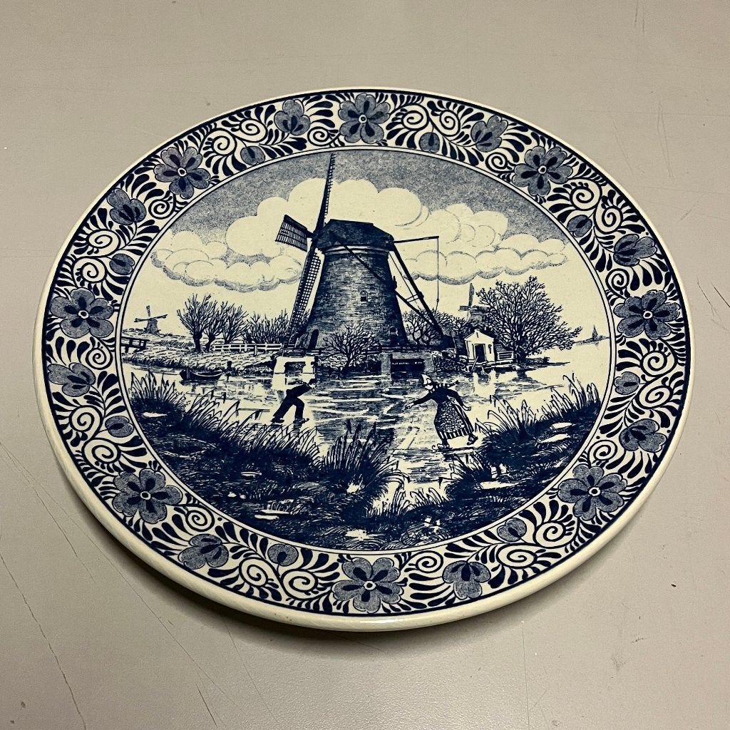 Delfts blauw wandbord met schip Societe Ceramique Hollandia, Ophalen of Verzenden