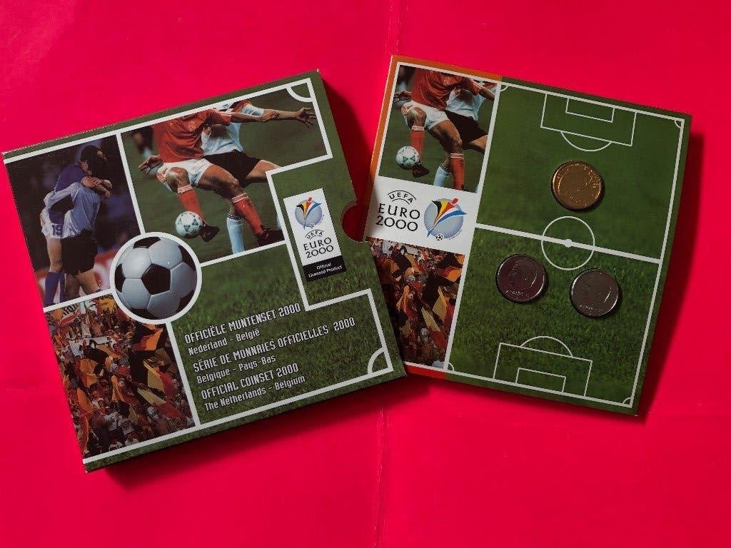 muntenset UEFA EURO 2000 voetbal nederland-belgie 2000, Verzenden, Koningin Beatrix, 5 gulden, Setje