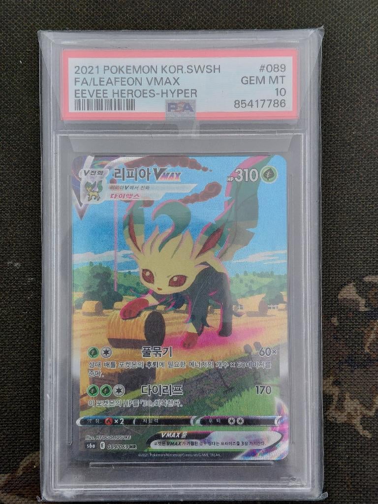 Pokémon PSA 10 leafeon vmax alt art korean, Ophalen of Verzenden, Nieuw, Overige typen, Foil