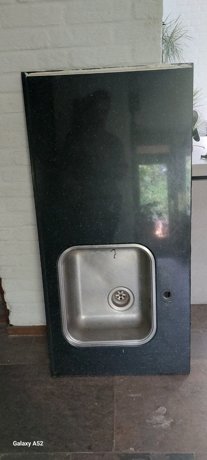 Composiet zwart aanrechtblad met ingebouwde RVS wasbak, Ophalen, Zwart, Steen/keramiek, Overige typen