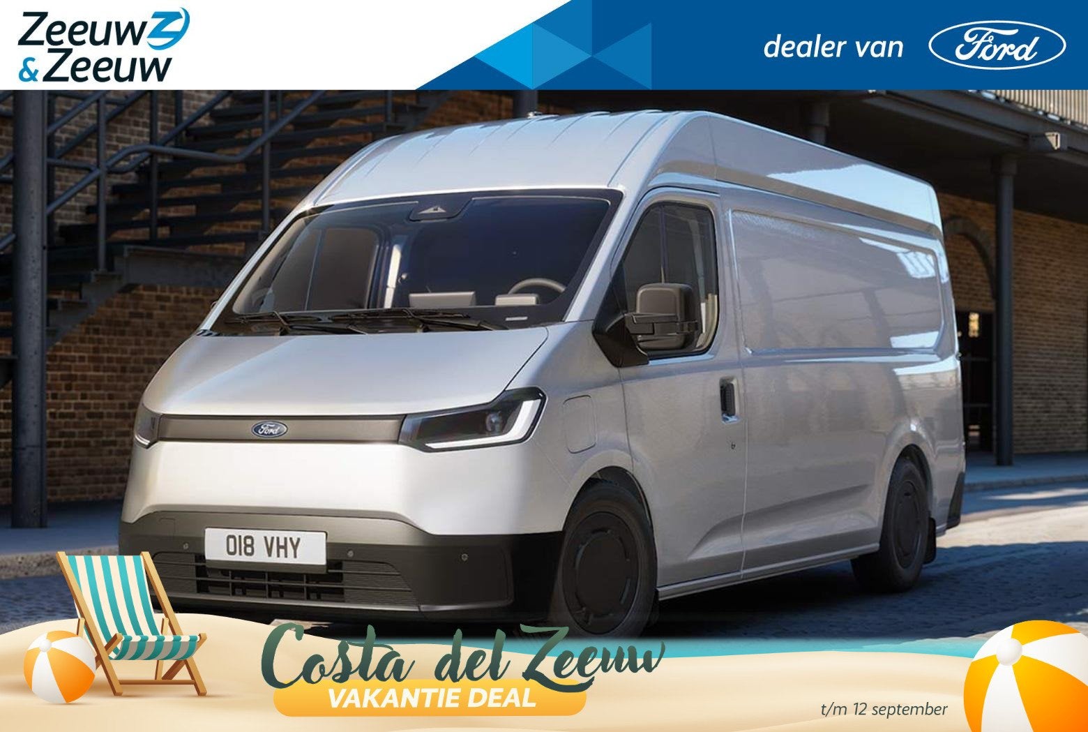 Ford Transit City 330 GB Trend L2H2 56 kWh 150 pk FWD | 12,3, Auto's, 12 maanden, Stof, Wit, 56 kWh
