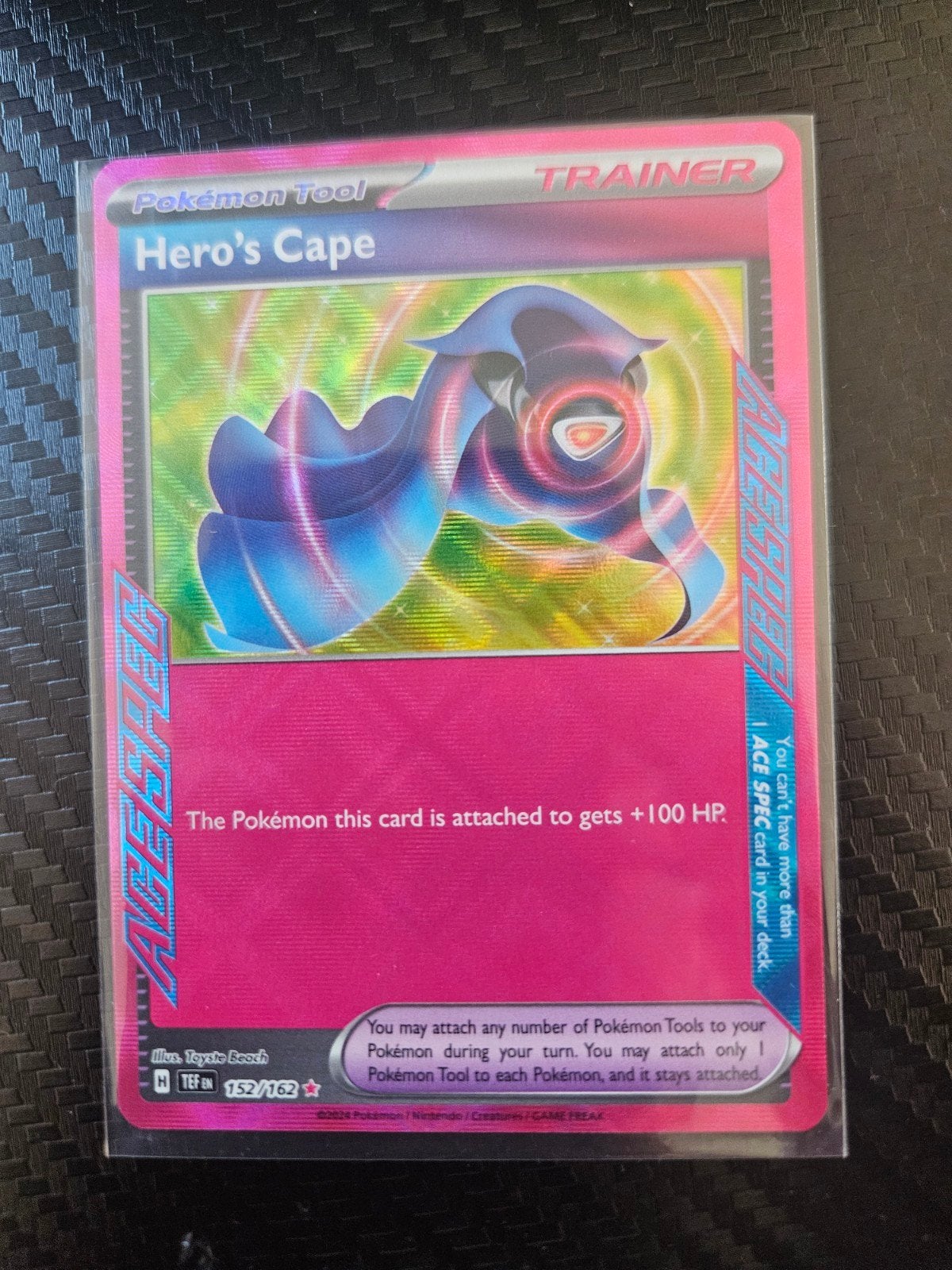 Hero's Cape Pokémon kaart - ACE SPEC - TEF 152/162, Ophalen, Zo goed als nieuw, Losse kaart, Foil