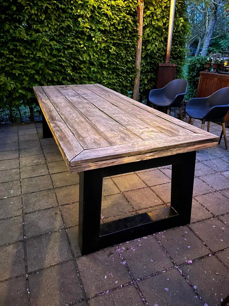 Grote tuintafel (steigerhout), Tuin en Terras, Tuintafels, Ophalen, Gebruikt, Rechthoekig, Hout