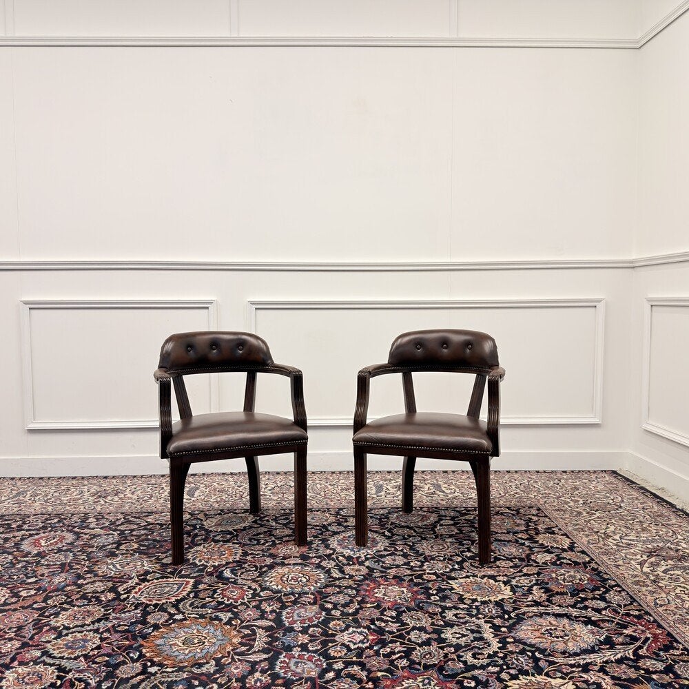 Set Klassiek Engelse Chesterfield Bureaustoel Stoelen, Ophalen