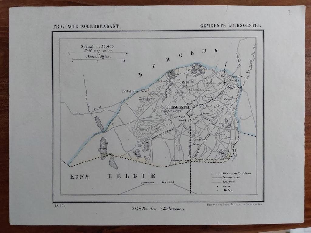 3 / Luiksgestel - Sengelshoek Noord Brabant Litho Kuyper, Ophalen of Verzenden