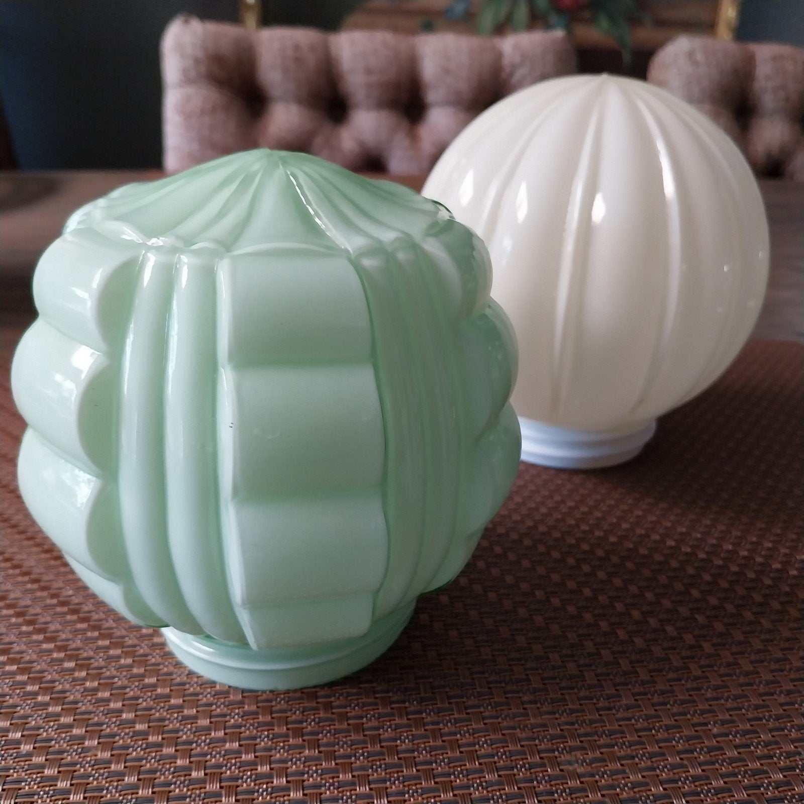 2x Thabur Art Deco plafond lampen bolletjes, Antiek en Kunst, Ophalen of Verzenden