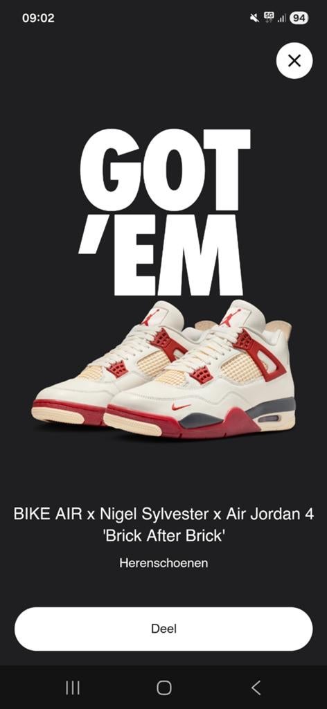 Jordan 4 Retro OG "brick after brick" 44, Overige kleuren, Nieuw, Ophalen of Verzenden, Jordan