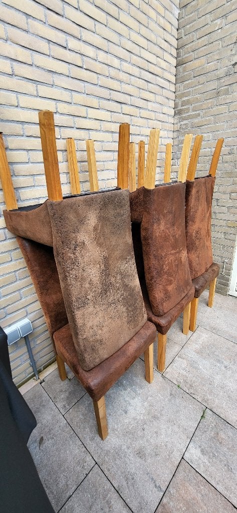Gratis: 6 gebruikte bruine stoelen, Huis en Inrichting, Ophalen, Gebruikt, Bruin