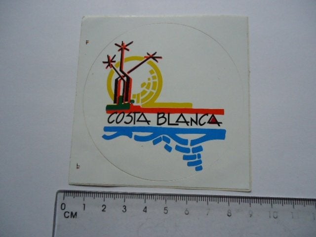 sticker oud Costa Blanca spanje logo retro plastic espana, Verzenden, Zo goed als nieuw, Bedrijf of Vereniging