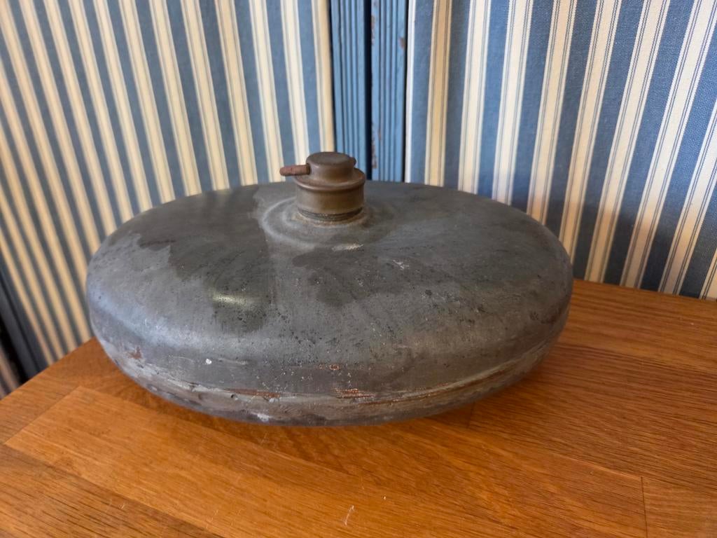 antieke, ovale, zinken warmwaterkruik, Verzamelen, Retro, Ophalen, Huis en Inrichting