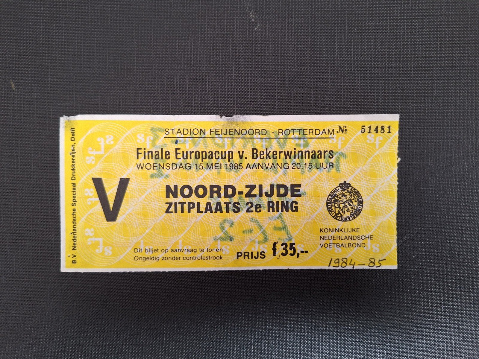 Ticket Europa Cup II Finale 1985., Verzenden, Gebruikt, Feyenoord