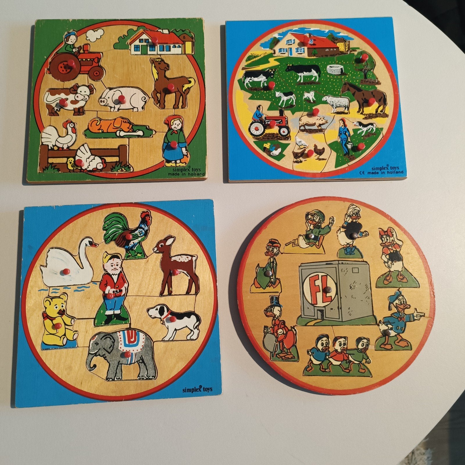 slimplex toys - 4 houten legpuzzels voor kinderen i, 2 tot 4 jaar, Gebruikt, Ophalen of Verzenden, Van hout