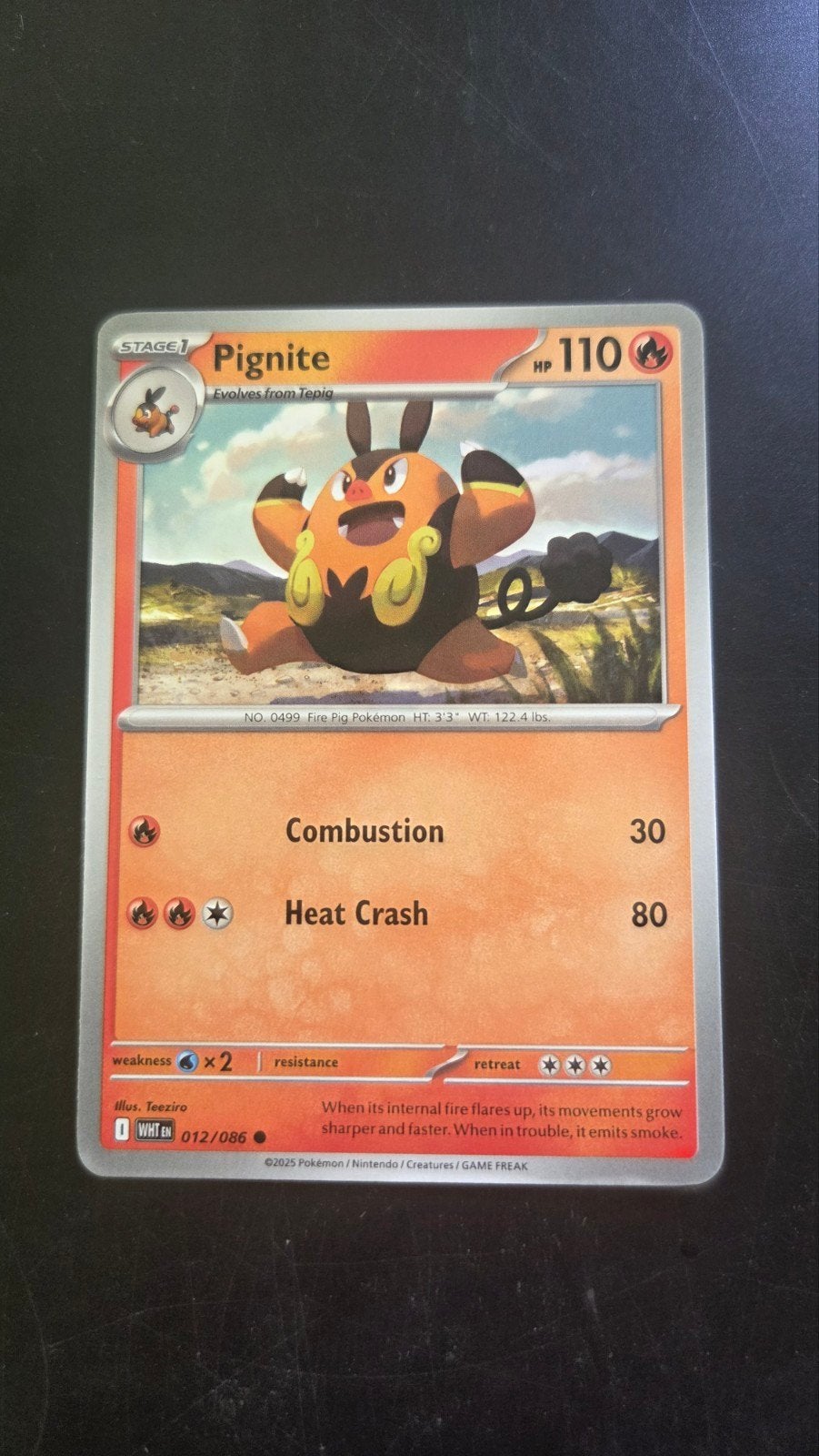 Pignite 012/086 - White Flare Pokémon Kaart, Verzenden, Zo goed als nieuw, Losse kaart