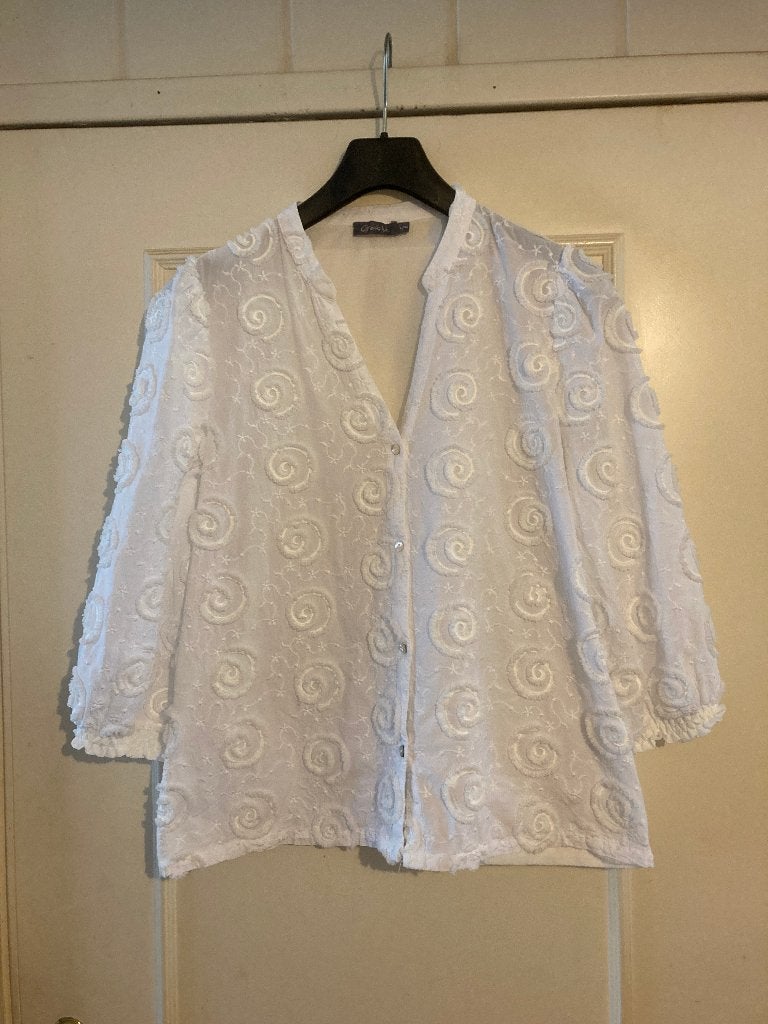 Aparte witte katoenen blouse van Geisha, maat 40, Maat 38/40 (M), Geisha, Verzenden, Wit