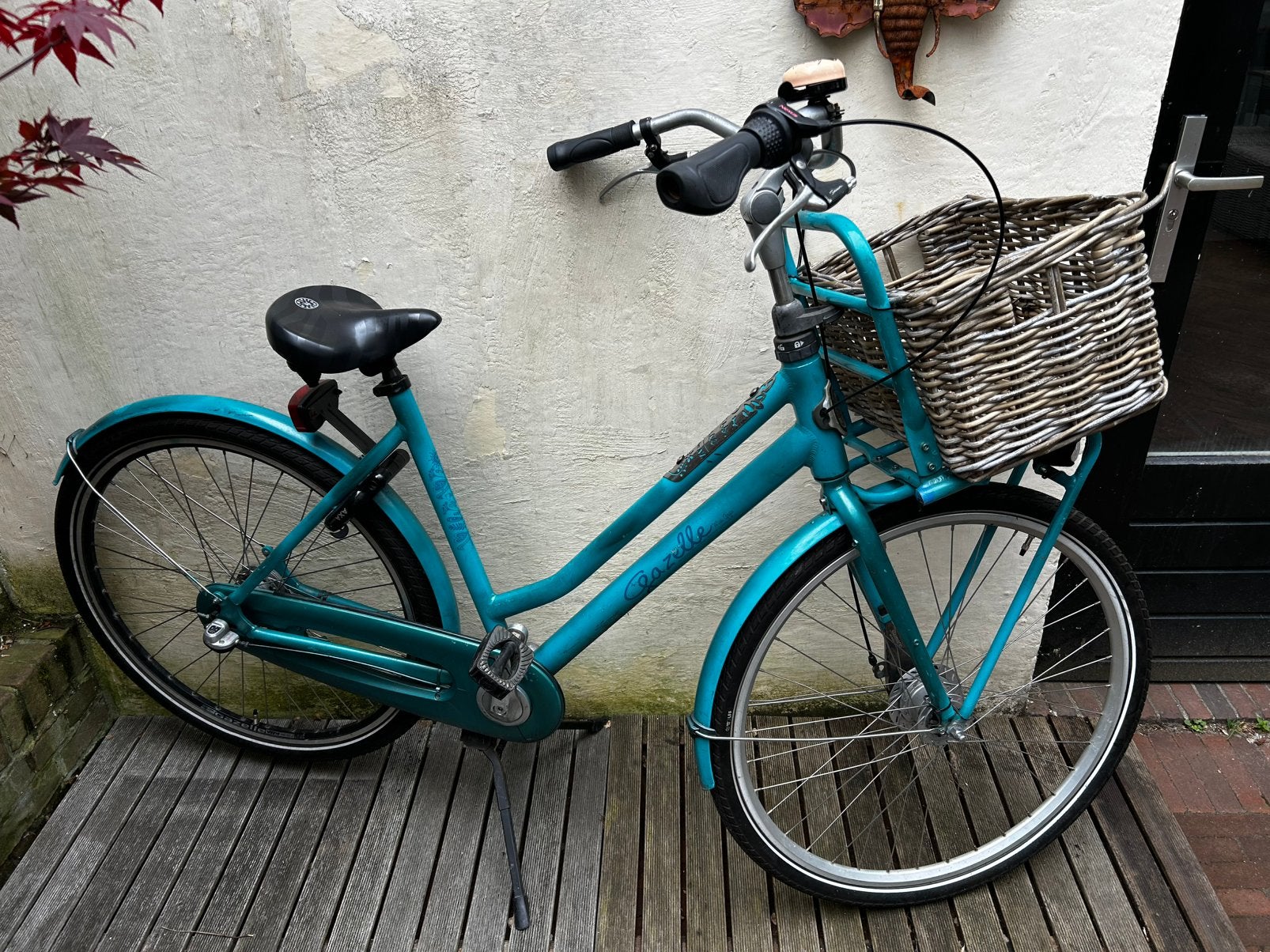 Gazelle damesfiets met mand - Turquoise, Ophalen, Gebruikt, Velgrem, Versnellingen
