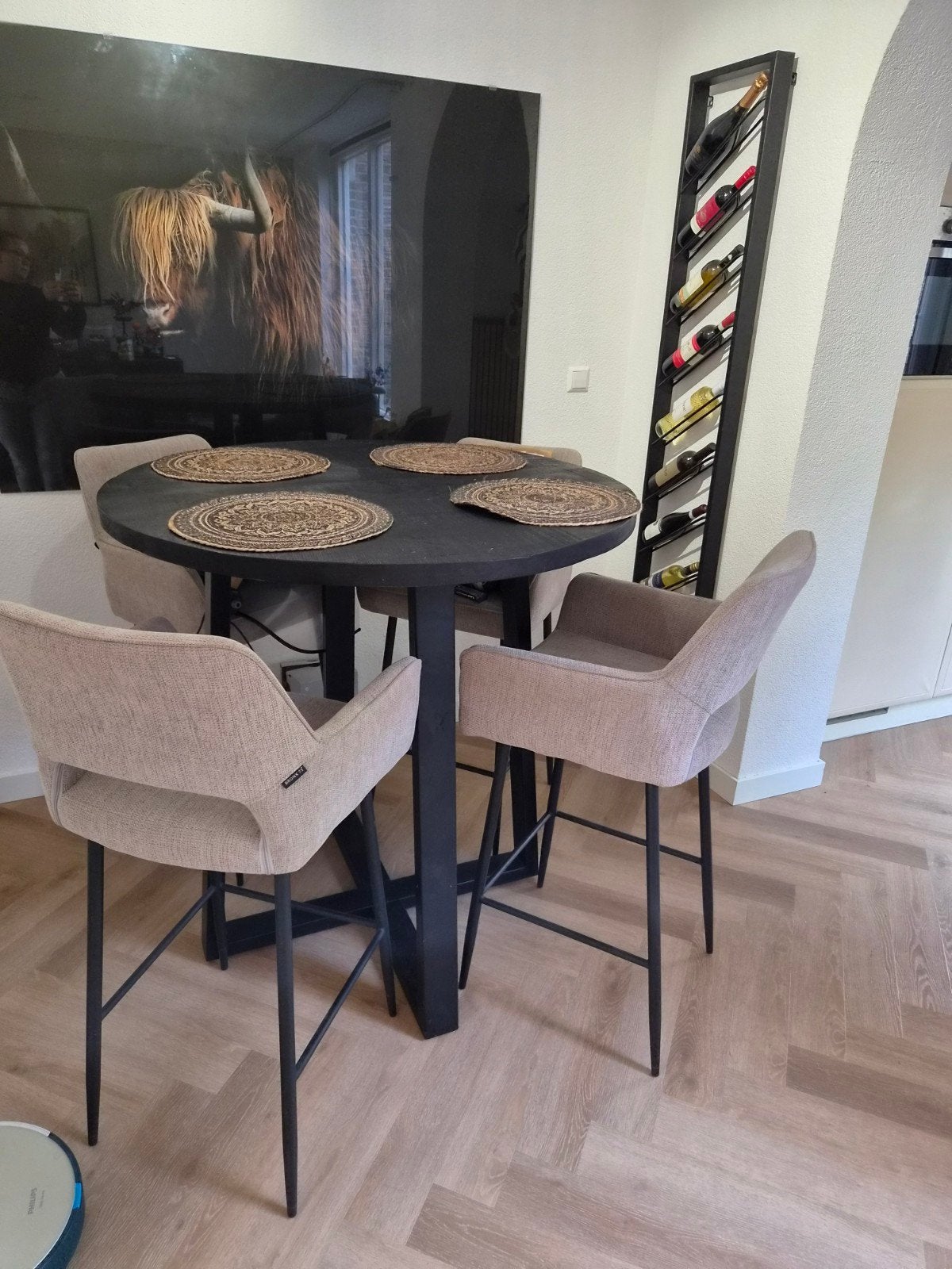 Bartafel met 4 Bronx 71 barstoelen, Ophalen, 100 tot 150 cm, Rond, 50 tot 100 cm