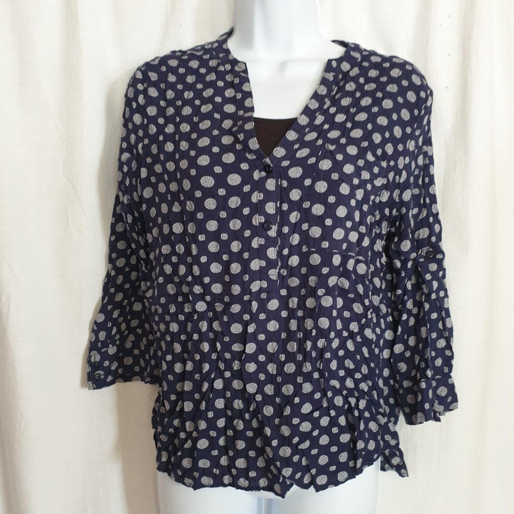Grappig blauw shirt met stippen mt 38 merk Atmosphere, Maat 38/40 (M), Blauw, ., Ophalen of Verzenden