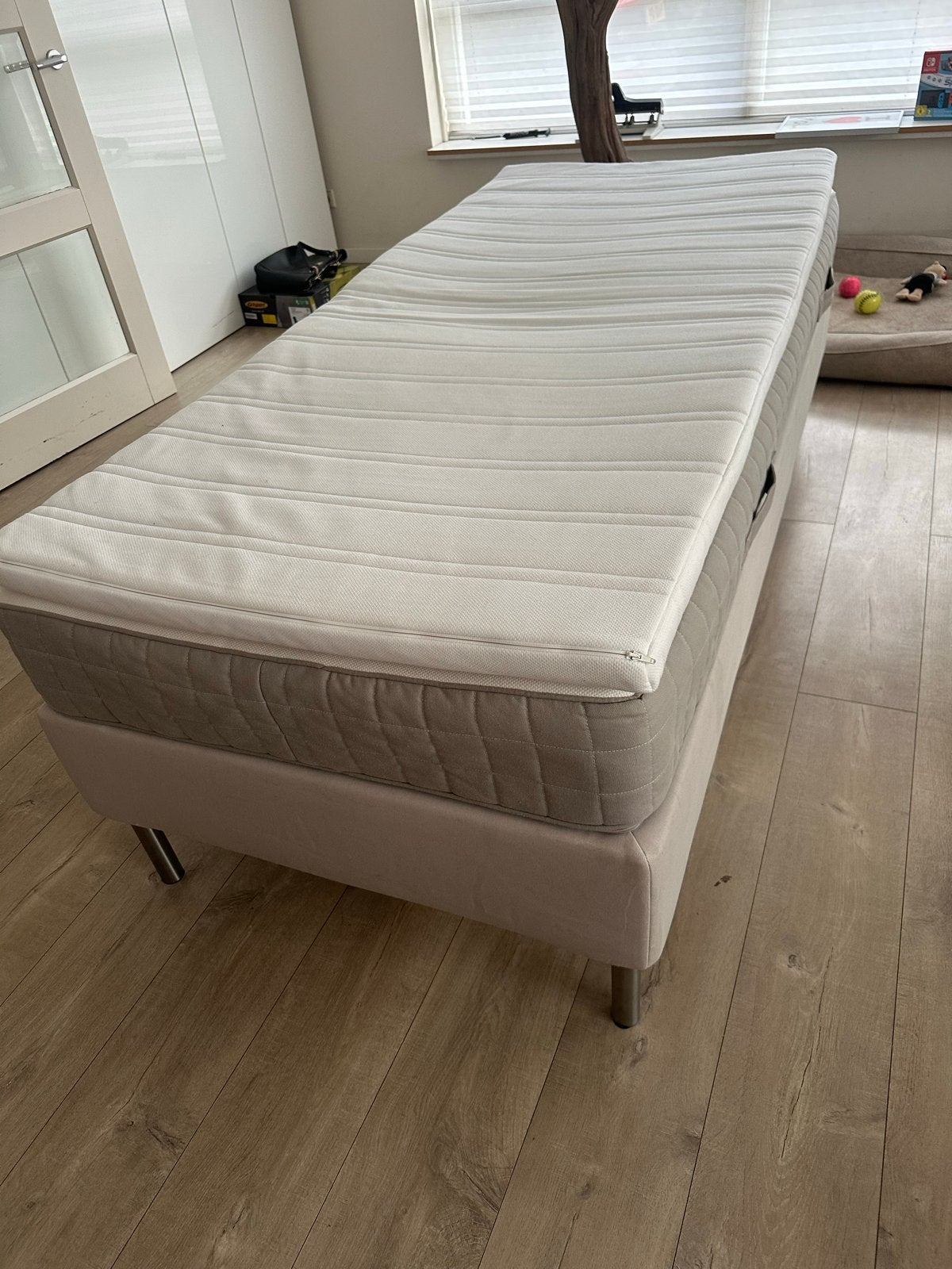 IKEA Espevär boxspring met Hammervik matras en Tuddal topper, Ophalen, Gebruikt, 90 cm, Eenpersoons