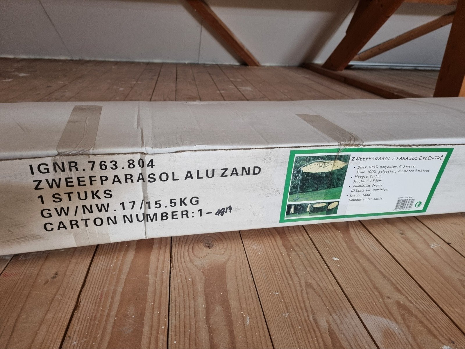 Nieuwe Zweefparasol - Zandkleurig - 3 meter doorsnede, Tuin en Terras, Parasols, Ophalen, Nieuw, 2 tot 3 meter, Zweefparasol