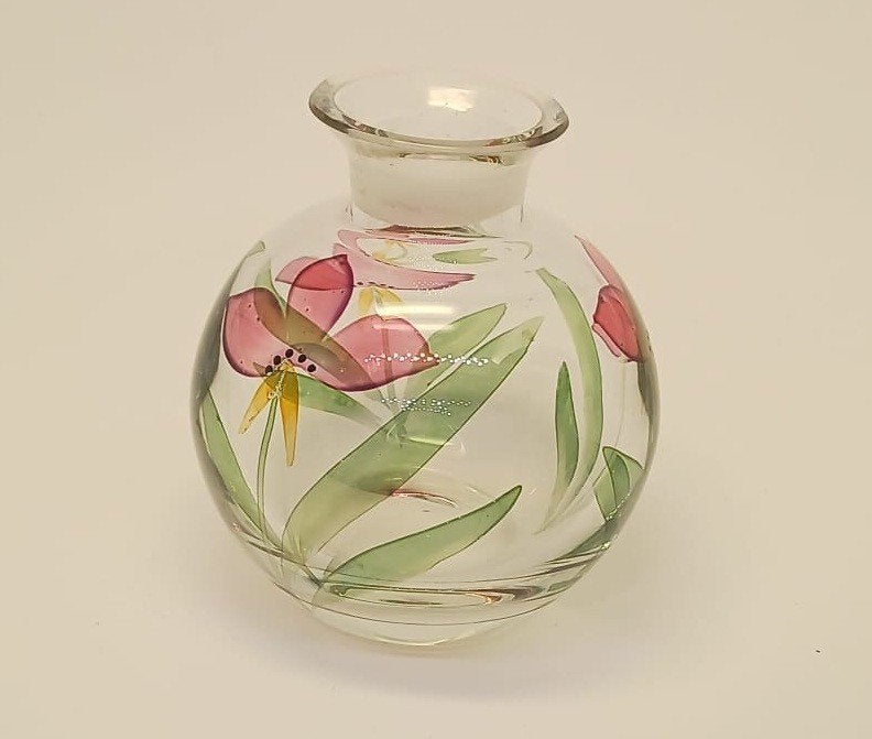 Vaasje klein bolvaasje, Handgemaakt, Transparant, Ophalen of Verzenden, 8 cm