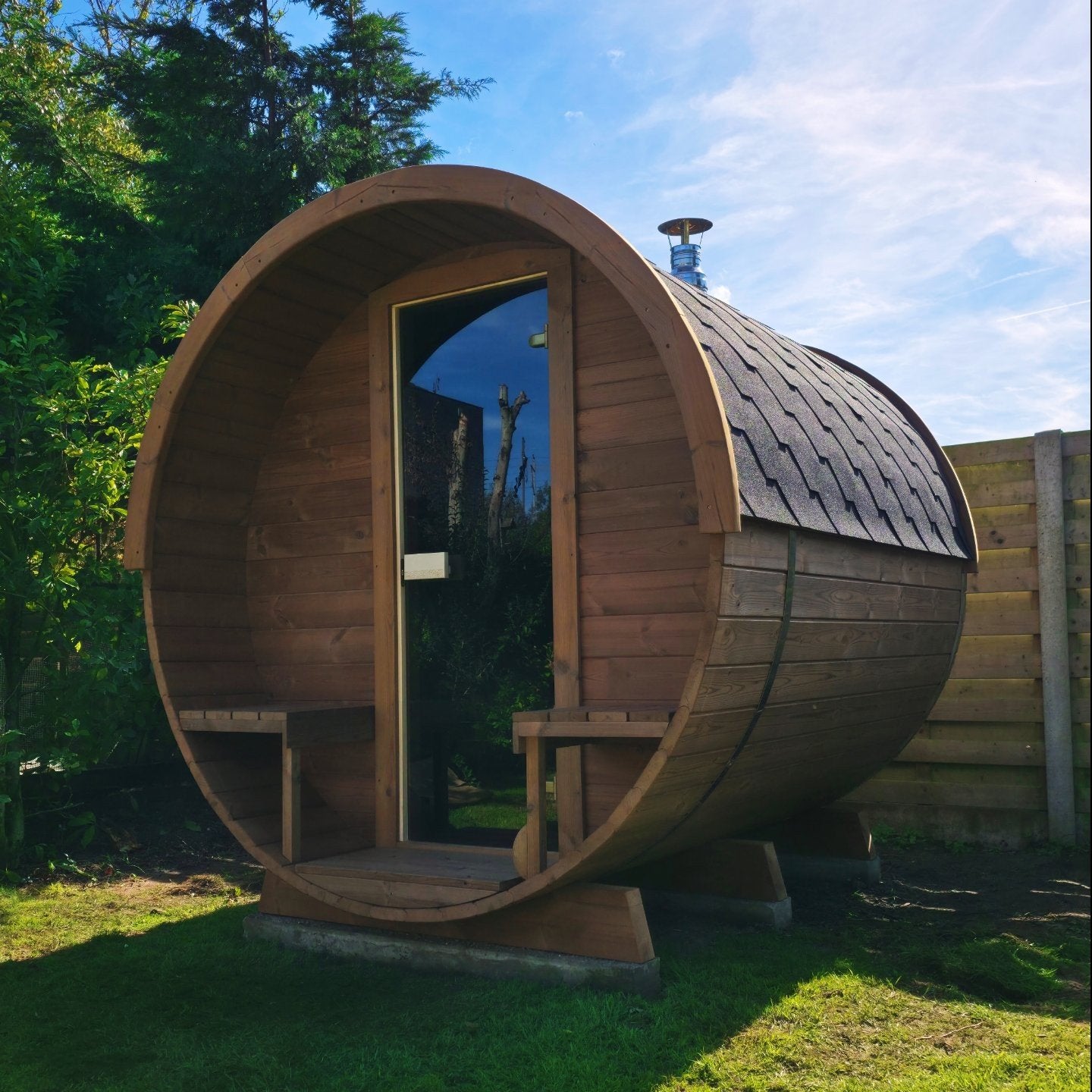 2,5M Barrel Sauna Gratis Levering en Plaatsing - 10% KORTING, Ophalen of Verzenden, Nieuw, Fins of Traditioneel, Complete sauna