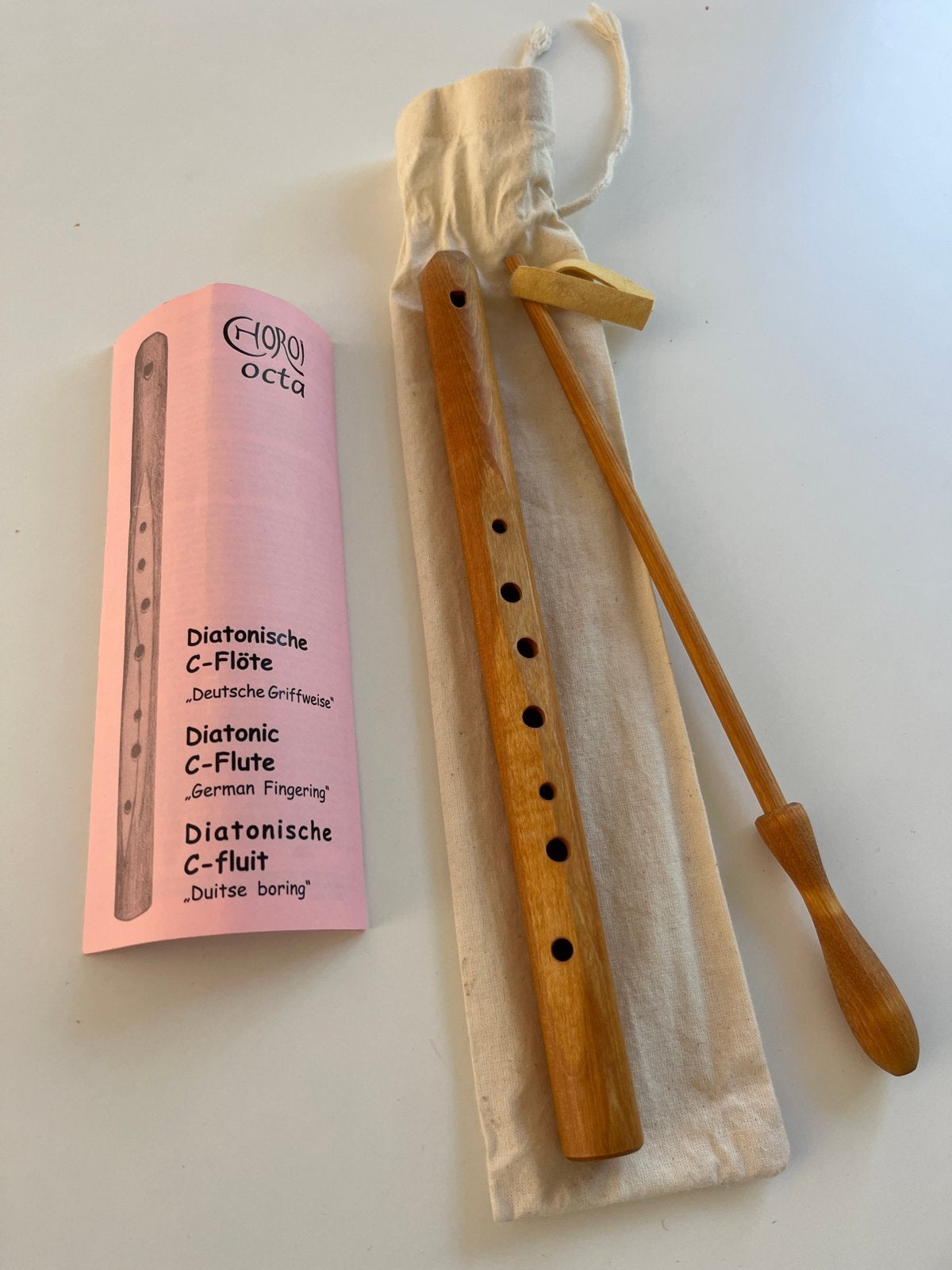 Diatonische C-fluit (Duitse vingerzetting) - Esdoornhout, Muziek en Instrumenten, Ophalen of Verzenden, Zo goed als nieuw, Met koffer of tas